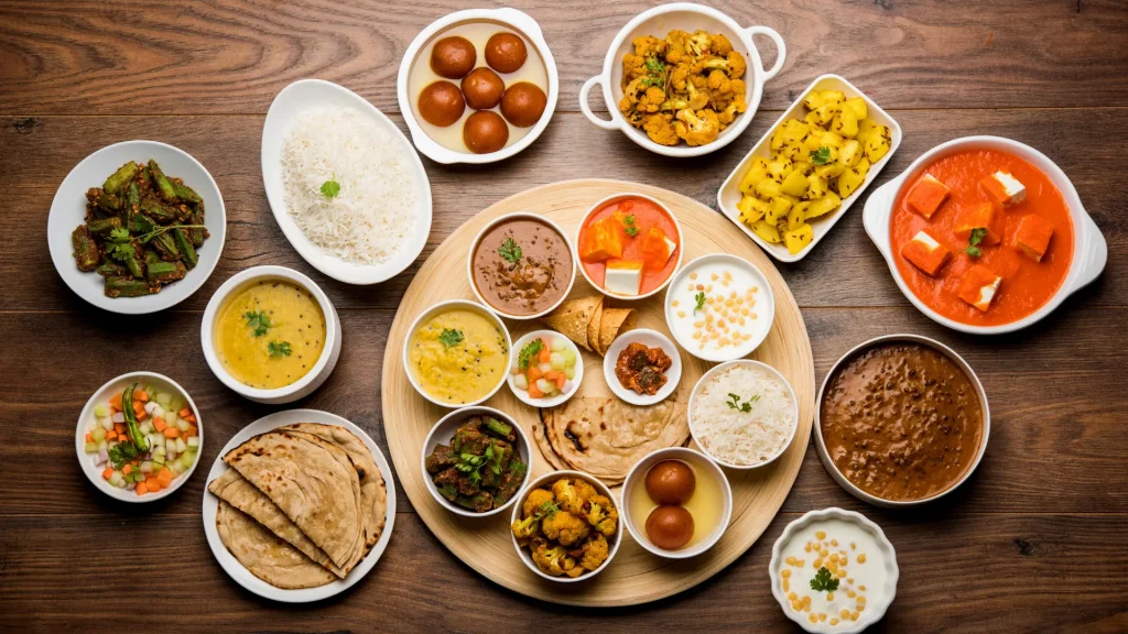 A colourful and healthy Indian meal plate, representing a balanced pre-conception diet plan for women planning a pregnancy.